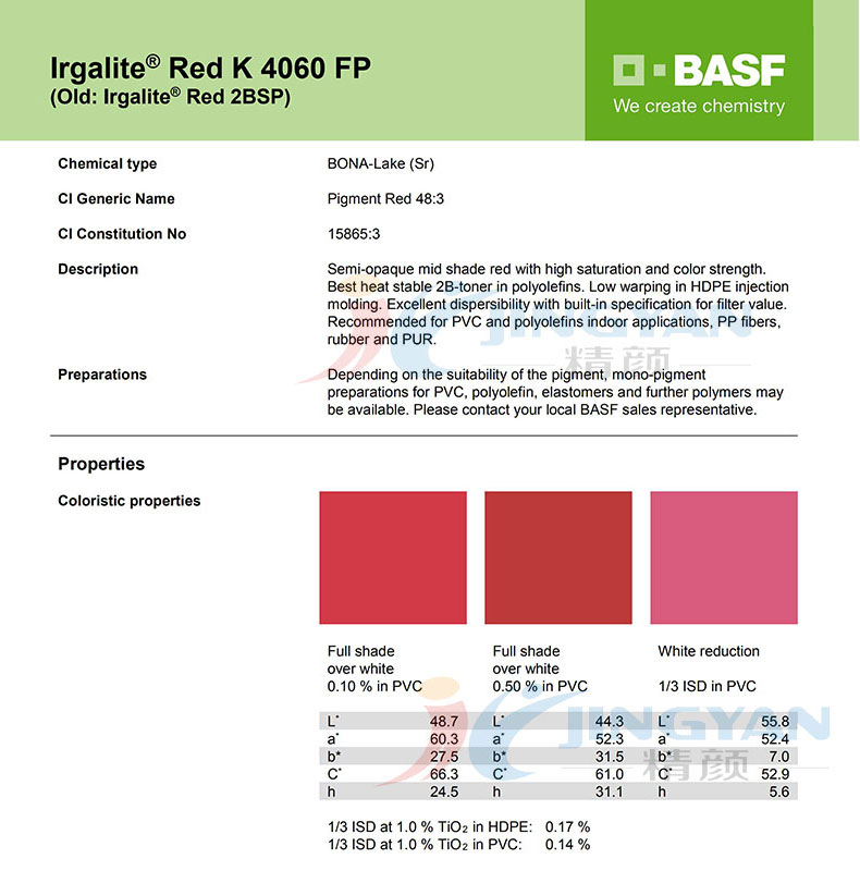 巴斯夫K4060FP紅有機顏料TDS技術(shù)數(shù)據(jù)報告