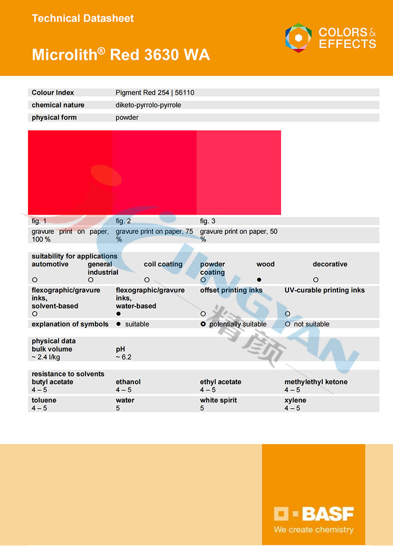 巴斯夫3630WA水性納米顏料TDS數(shù)據(jù)報告