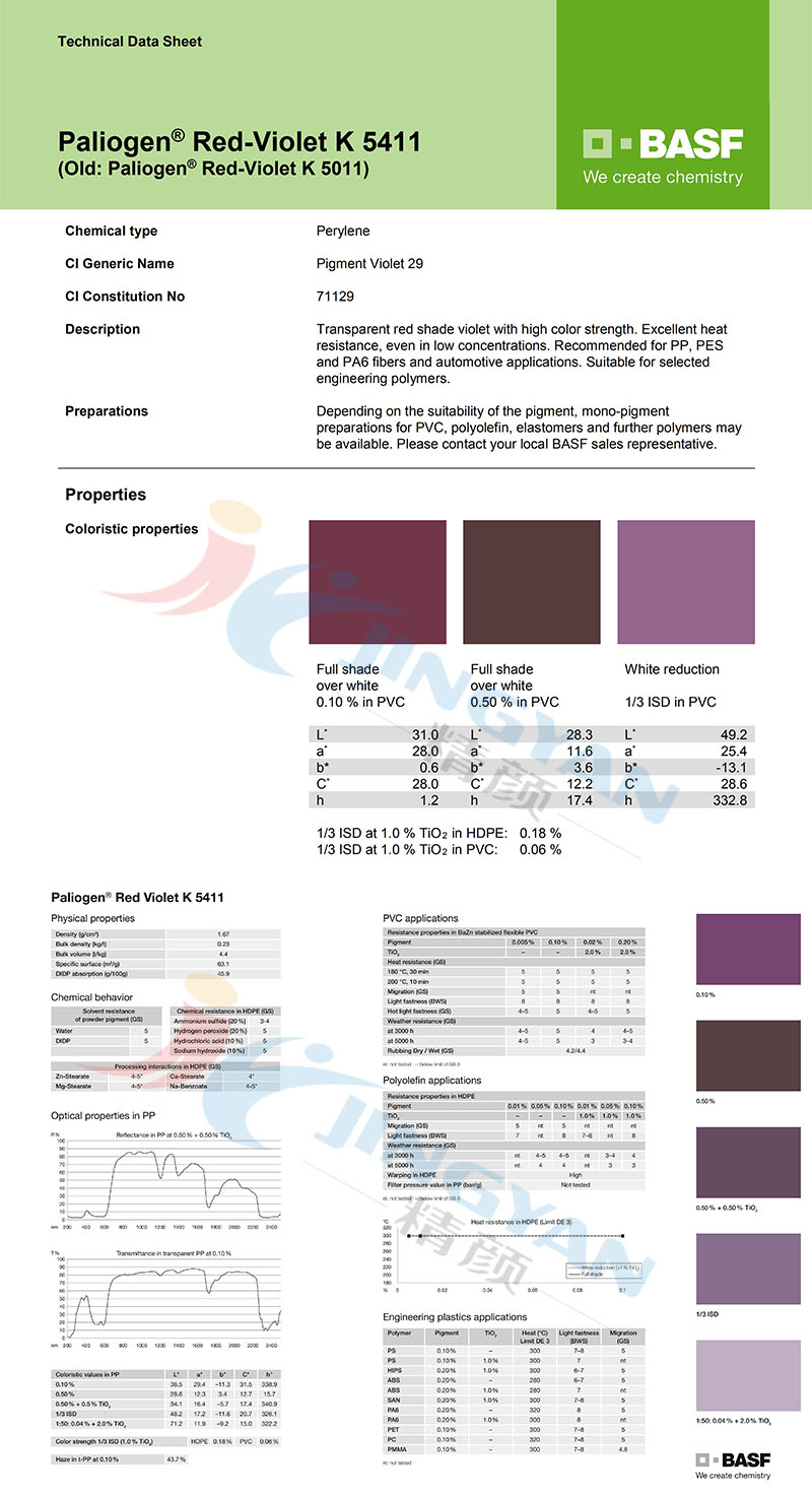 巴斯夫K5411苝艷紫紅TDS